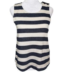 Anthropologie XS Sunday in Brooklyn Navy Ivory Stripe Sleeveless Top